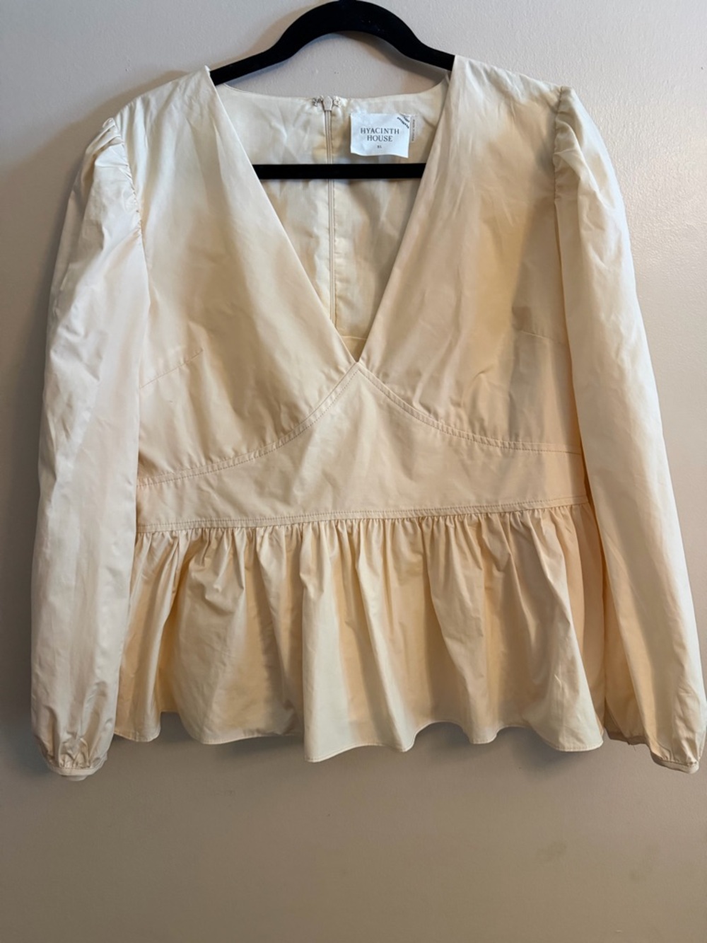 Hyacinth House Cream V-Neck Peplum Blouse